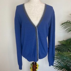 New Pierri New York navy cardigan with bling trim